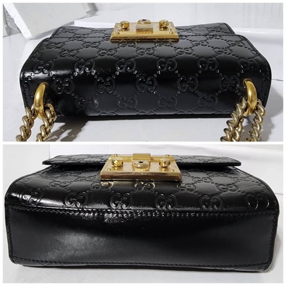 Authentic Gucci Guccissima Leather Small Padlock Shoulder Bag Black - Picture 4 of 16